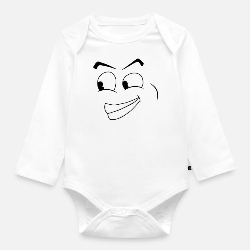Grinsen - Baby Bio-Langarm-Body - Weiß