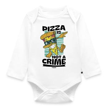 Pizza Is Not A Crime - Organic Longsleeve Baby Bodysuit - white - Front