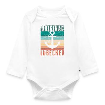Original Lübecker - Lübeck Hansestadt Anker - Baby Bio-Langarm-Body - Weiß - Vorne