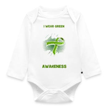 I wear green for my father liver cancer - Organic Longsleeve Baby Bodysuit - white - Front