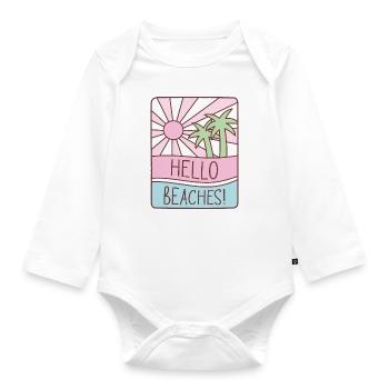 Drôle Hello Plages Pun Sunshine Pastel Été - Body Bébé bio manches longues - blanc - Devant