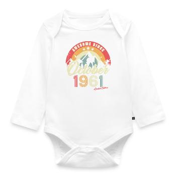 Cadeau D'anniversaire En Octobre 1961 Vintage - Body Bébé bio manches longues - blanc - Devant