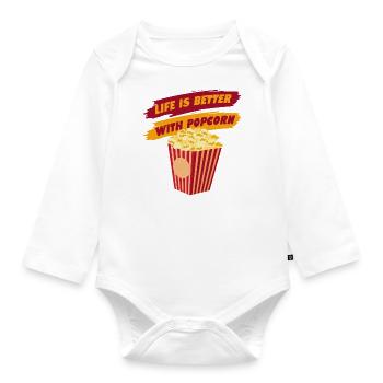 Leben mit Popcorn Movies Salty Popcorn - Baby Bio-Langarm-Body - Weiß - Vorne