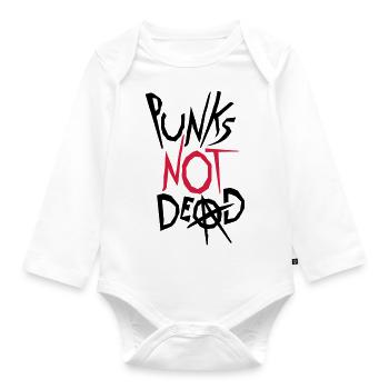 punks not dead quote - Organic Longsleeve Baby Bodysuit - white - Front