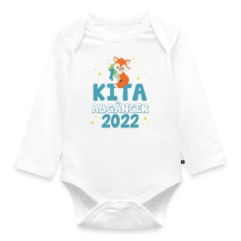Kita Abgänger 2022 - Schulanfang Einschulung Junge - Baby Bio-Langarm-Body - Weiß - Vorne