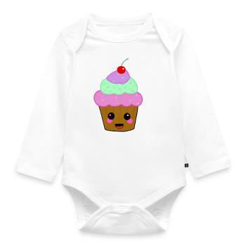 Muffin mit rosa Wangen - Baby Bio-Langarm-Body - Weiß - Vorne
