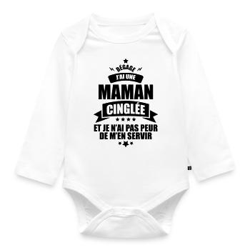 dégage j'ai une maman cinglée - Body Bébé bio manches longues - blanc - Devant