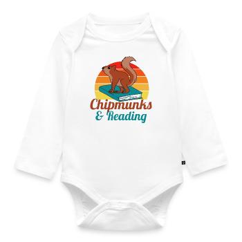 Chipmunks and Reading Books Literature Forest - Organic Longsleeve Baby Bodysuit - white - Front