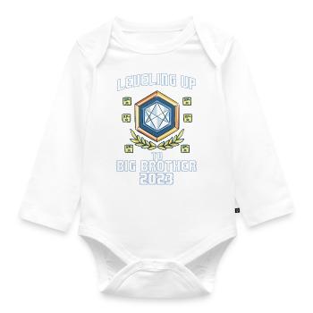 Brother 2023 - Young Baby Level up Big Brother - Organic Longsleeve Baby Bodysuit - white - Front