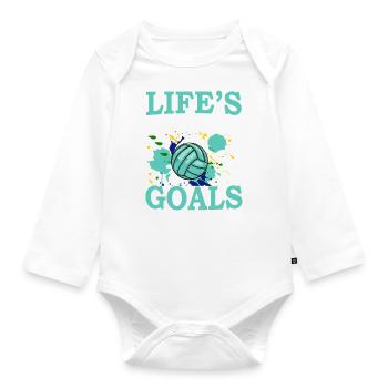 Life's About Goals Funny Water Polo Player - Baby Bio-Langarm-Body - Weiß - Vorne