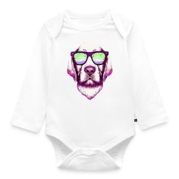 Hipster Labrador Retro Dog Retriever - Body Bébé bio manches longues - blanc - Devant