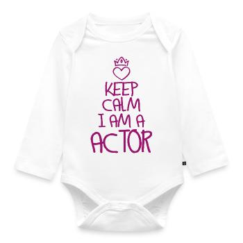 Keep Calm Actor Cool Actor Gift - Organic Longsleeve Baby Bodysuit - white - Front