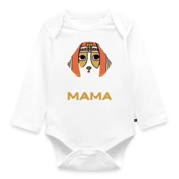 Beagle Mama Pharaoh Hund Geschenk Retro - Baby Bio-Langarm-Body - Weiß - Vorne