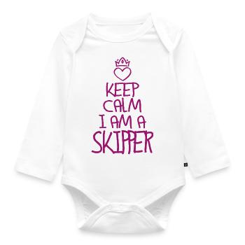 Keep Calm Skipper cool Skipper Geschenk - Baby Bio-Langarm-Body - Weiß - Vorne