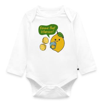 Limonade au jus de citron Gimme Vitamins Summer - Body Bébé bio manches longues - blanc - Devant