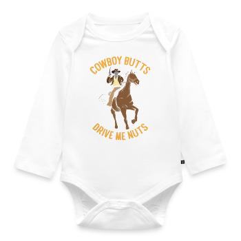Cowboy Butts Drive Me Nuts Funny Cowboy - Baby Bio-Langarm-Body - Weiß - Vorne