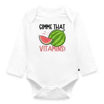 Gimme Vitamins Melon Tropical Summer Watermelon - Organic Longsleeve Baby Bodysuit - white - Front