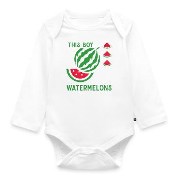 Junge mag tropische Sommerfrüchte mit - Baby Bio-Langarm-Body - Weiß - Vorne