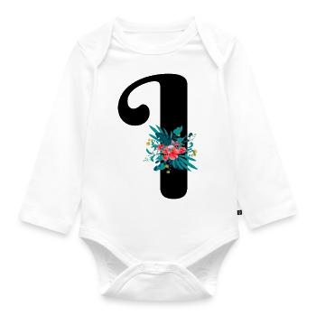 Brief Ich habe geblüht - Baby Bio-Langarm-Body - Weiß - Vorne
