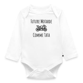 future motarde comme tata cadeau bebe naissance - Body Bébé bio manches longues - blanc - Devant