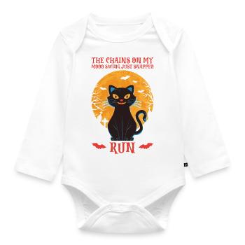 Halloween Katze Hexe - Baby Bio-Langarm-Body - Weiß - Vorne