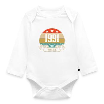1991 Vintage Birthday Retro Classic - Body Bébé bio manches longues - blanc - Devant