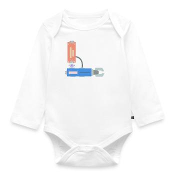 Junge mag Robotik ironisches Sprichwort Mechaniker - Baby Bio-Langarm-Body - Weiß - Vorne