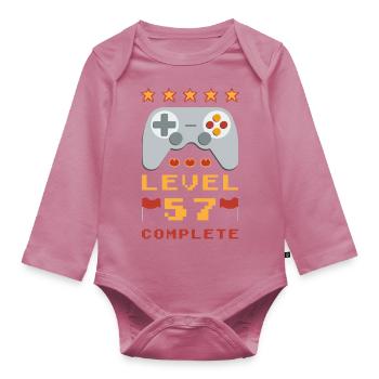 57th Birthday Level 57 Complete - Organic Longsleeve Baby Bodysuit - mauve - Front