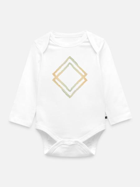 Geo Loop - Baby Bio-Langarm-Body - Weiß