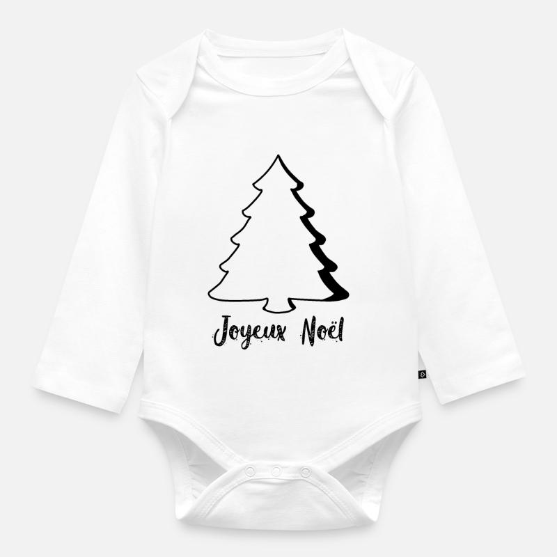 Joyeux Noel tee shirt sapin - Body Bébé bio manches longues - blanc