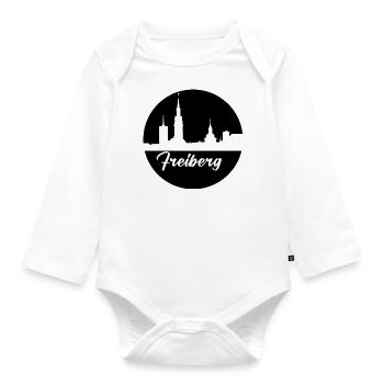 noir, skyline, cercle, papier découpé,Freiberg - Body Bébé bio manches longues - blanc - Devant