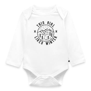 Une fille aime les journées d'hiver douillettes, - Body Bébé bio manches longues - blanc - Devant