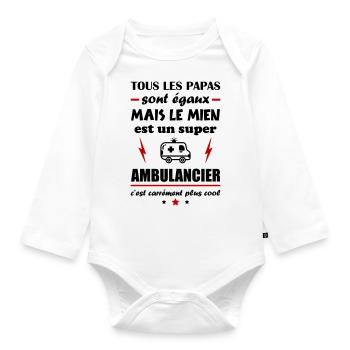 Tous les papas naissent égaux, ambulancier - Body Bébé bio manches longues - blanc - Devant