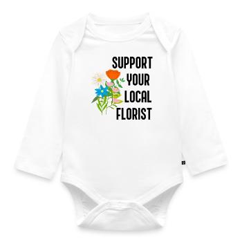 Gärtner, Hobby, Florist, Blumenstrauß, Natur - Baby Bio-Langarm-Body - Weiß - Vorne