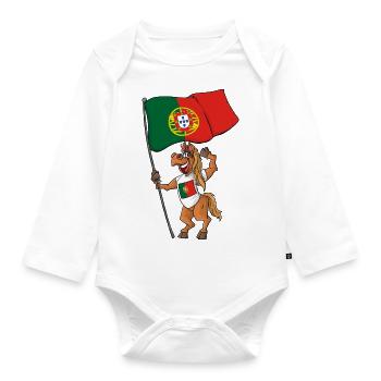 Portugiesisches Fan Pferd - Baby Bio-Langarm-Body - Weiß - Vorne