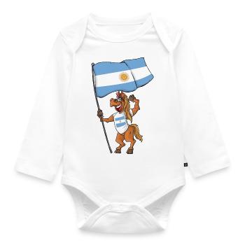 Fan Pferd Argentinien - Baby Bio-Langarm-Body - Weiß - Vorne