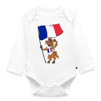Frankreich Fan Pferd - Baby Bio-Langarm-Body - Weiß - Vorne