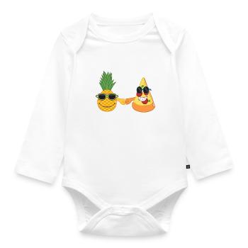 Pineapple and Pizza Buddy Ironic Saying Pizza Chef - Body Bébé bio manches longues - blanc - Devant