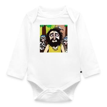 Pavianbender - Baby Bio-Langarm-Body - Weiß - Vorne