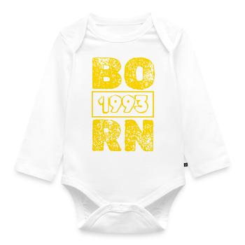 Born 1993 - Organic Longsleeve Baby Bodysuit - white - Front