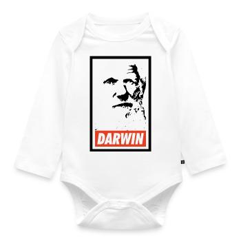 Charles Darwin - Organic Longsleeve Baby Bodysuit - white - Front