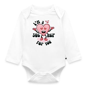 Sucker for you - Organic Longsleeve Baby Bodysuit - white - Front