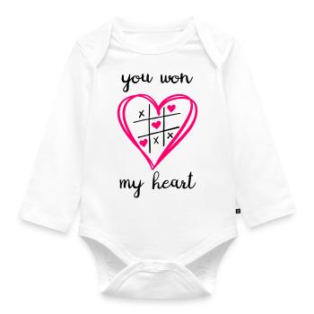 you won my heart - Organic Longsleeve Baby Bodysuit - white - Front