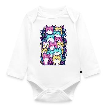 Familie süßer Katzen - Baby Bio-Langarm-Body - Weiß - Vorne