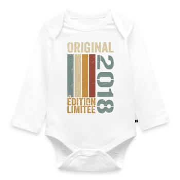 2018 | Édition Limitée cadeau d'anniversaire 2018 - Body Bébé bio manches longues - blanc - Devant