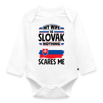 Slowakische Slowakei Slowakische Flagge Zitat - Baby Bio-Langarm-Body - Weiß - Vorne