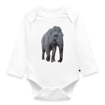 Elefant - Baby Bio-Langarm-Body - Weiß - Vorne