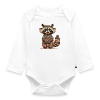 Raton laveur Athanase - Body Bébé bio manches longues - blanc - Devant