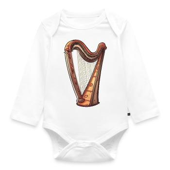 Harp in comic style - Organic Longsleeve Baby Bodysuit - white - Front