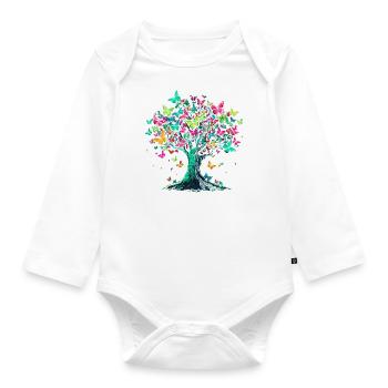Schmetterling Baum Natur Raube Insekt - Baby Bio-Langarm-Body - Weiß - Vorne